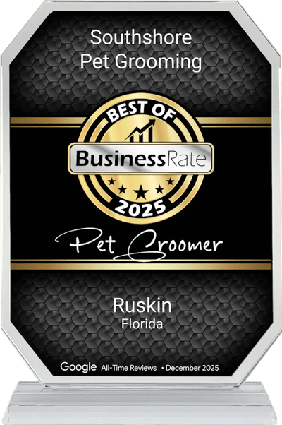 BusinessRate Best of 2025 Pet Groomer award for Southshore Pet Grooming, Ruskin, Florida